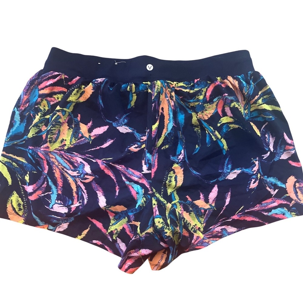 Livi Lane Bryant Womens 22/24 Tropical Palm Active Running Shorts Navy Multi